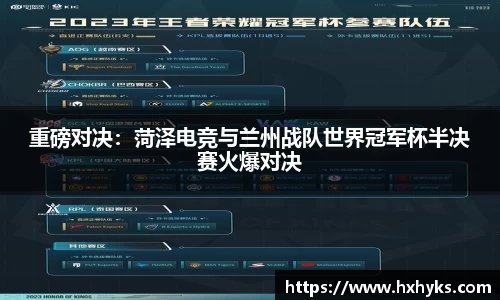 重磅对决：菏泽电竞与兰州战队世界冠军杯半决赛火爆对决